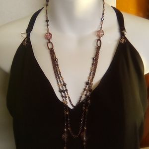 Beautiful Triple Layer Glass Bead Necklace and Earrings